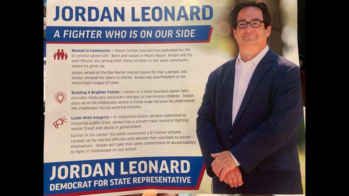 A campaign mailer for former Bay Harbor Islands Councilman Jordan Leonard.