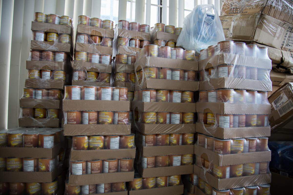 Food donations pile up at Guate Cargo in Little Havana on Tuesday, June 5, 2018. The donations are for those affected by the Volcan de Fuego eruption in Guatemala on Sunday, June 3, 2018.