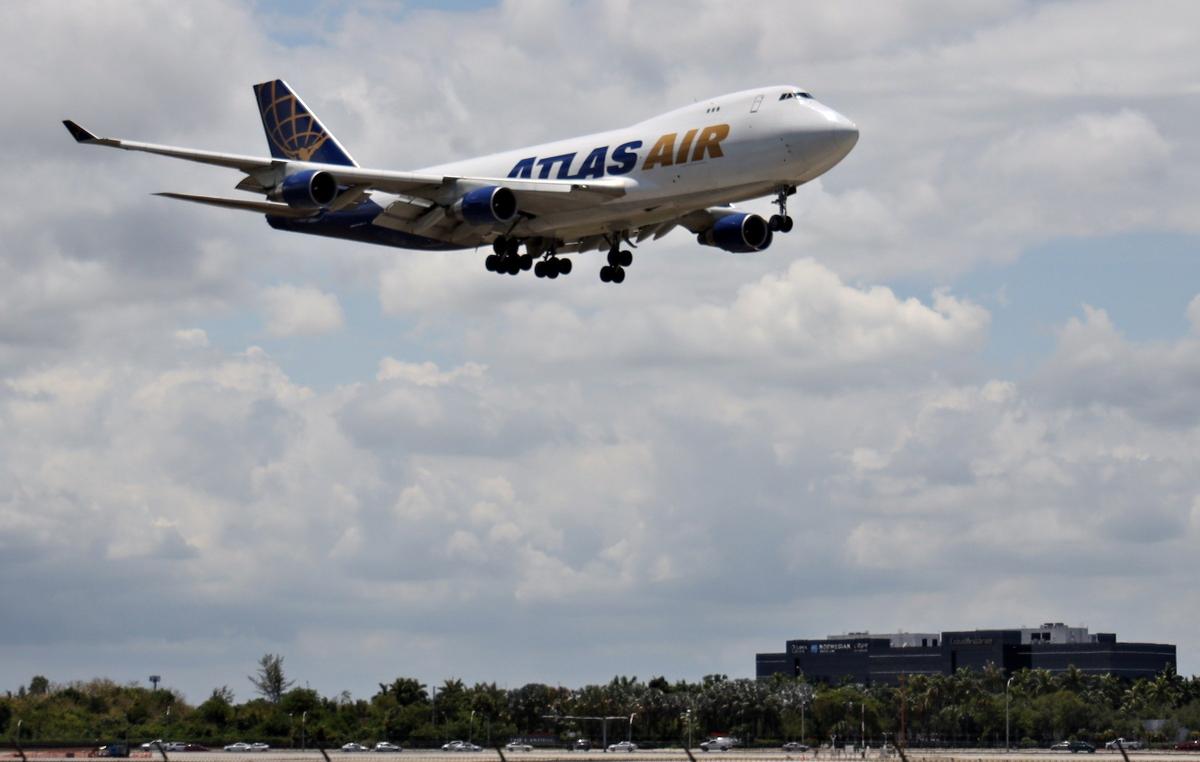 A cargo jet for MIA’s biggest cargo airline, Atlas Air, comes in for a landing at Miami International Airport on Wednesday, May 5, 2019. An Atlas Air flight crashed outside Houston in February after departing from MIA.
