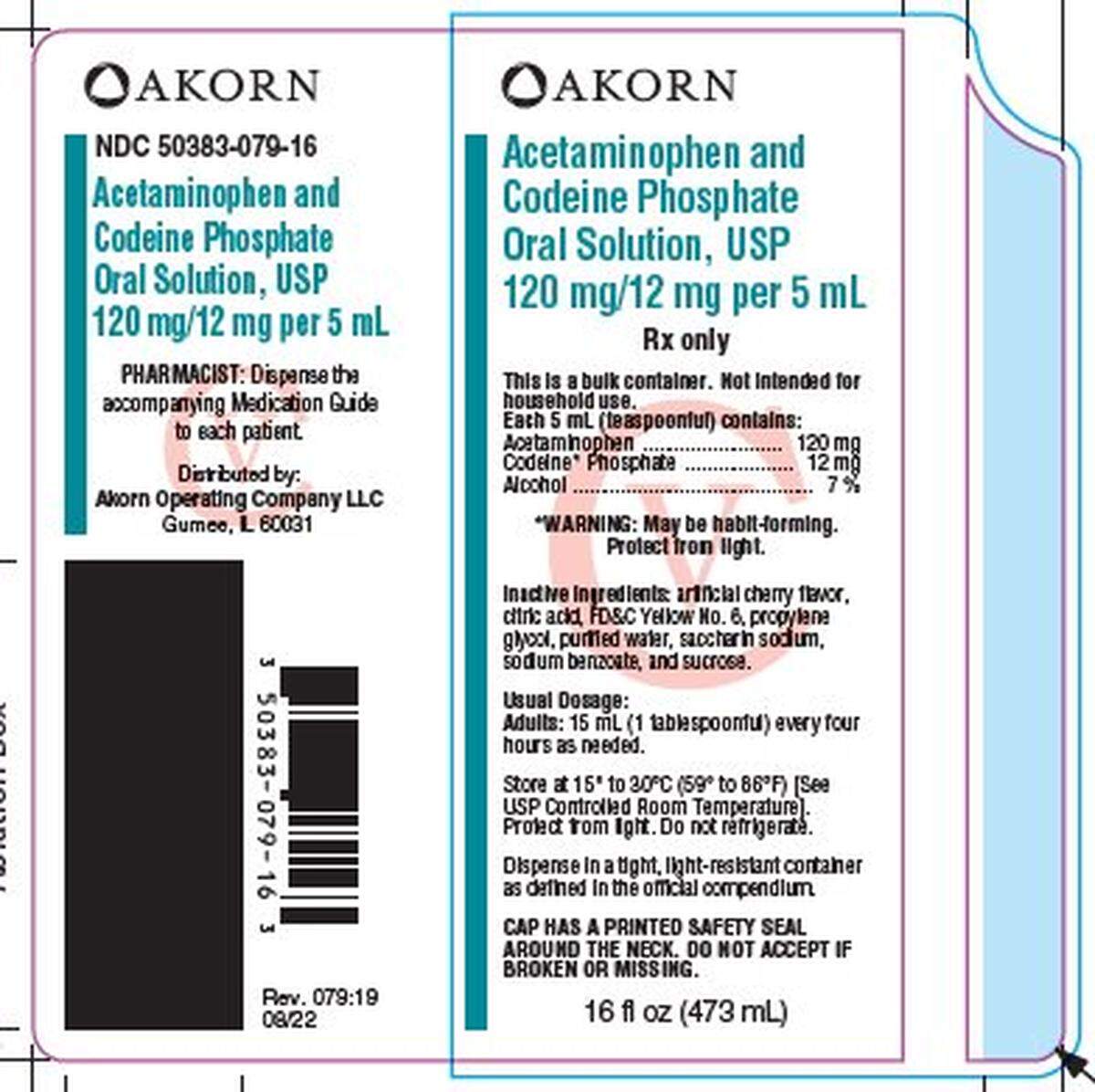 Akorn Acetaminophen and Codeine Phosphate Oral Solution box.