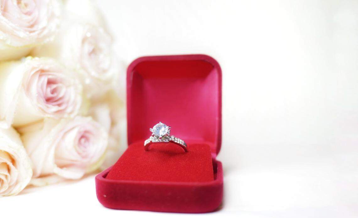 diamond ring in red box