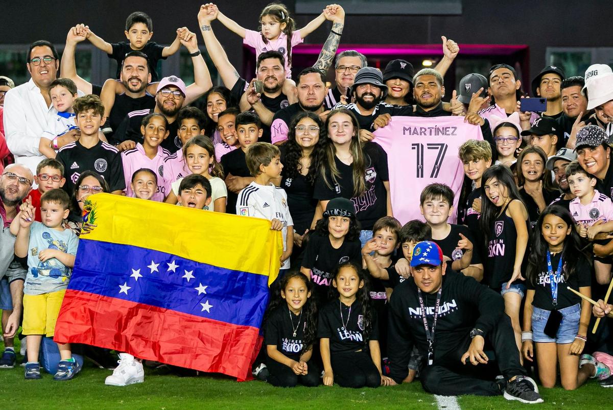 Inter Miami forward Josef Martínez (17) is photographed with fans during a special halftime ceremony at DRV PNK Stadium on Saturday, Jan. 21, 2023, in Fort Lauderdale, Fla.