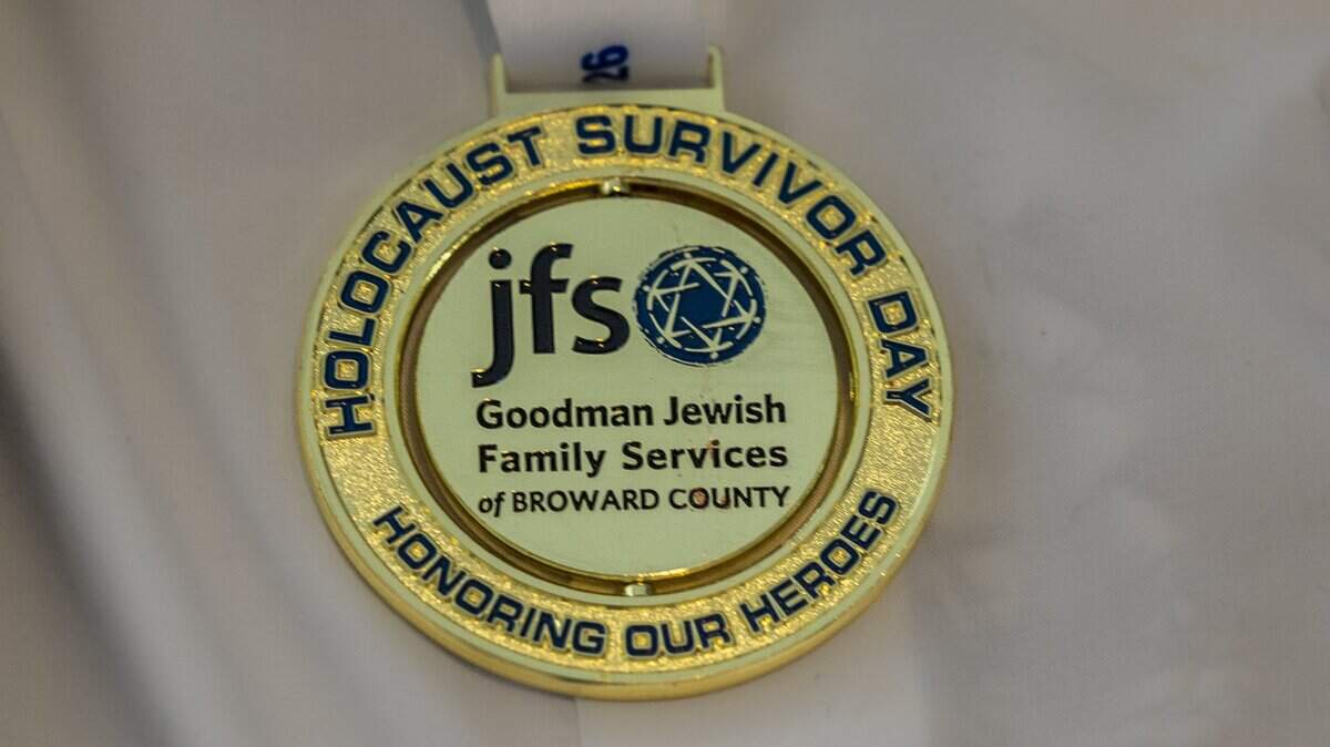 Medal of honor, given during the Holocaust Survivor Day, hosted by the Goodman Jewish Family Services of Broward County in celebration for nearly 130 local Holocaust survivors, at Temple Beth Emet in Cooper City, Florida on Wednesday June 03 , 2026.