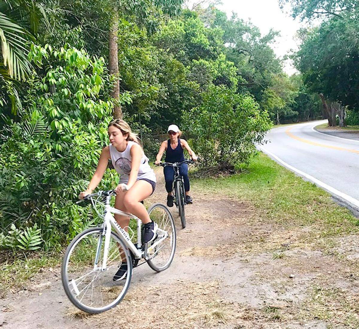 Cyclists have blazed their own dirt path along Old Cutler Road where the paved path is closed.