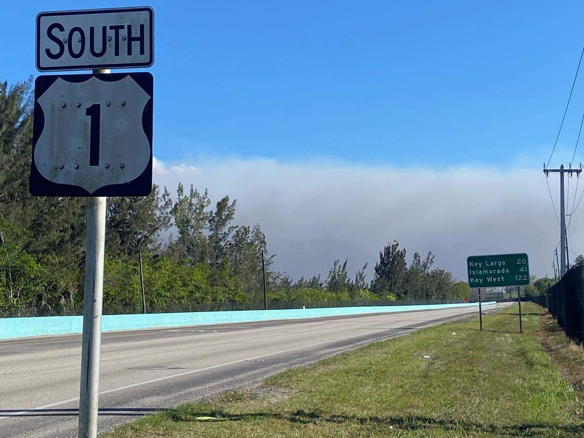 Brush fires forced officials to shut down Card Sound Road and U.S. 1 into and out of the Florida Keys from Miami-Dade. Dry weather to blame.