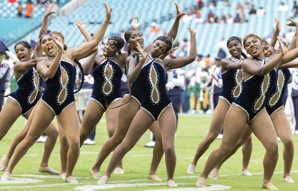 Showtime Marching Band performs during the halftime of the Orange Blossom Classic football game between Howard Bison and Florida A&M Rattlers at Hard Rock Stadium on Saturday, Aug. 30, 2025, in Miami Gardens, Fla.