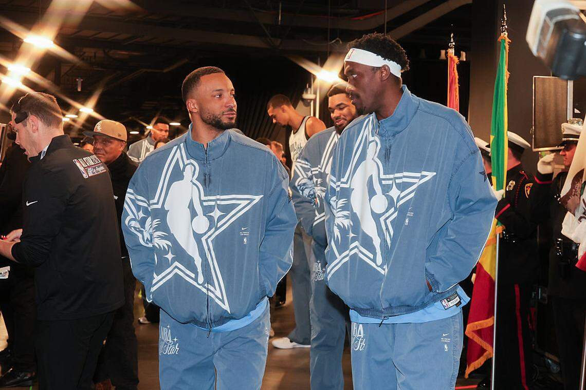 Norman Powell and Pascal Siakam at The 2026 NBA All-Star Game held at the Intuit Dome on February 15, 2026 in Los Angeles, California.