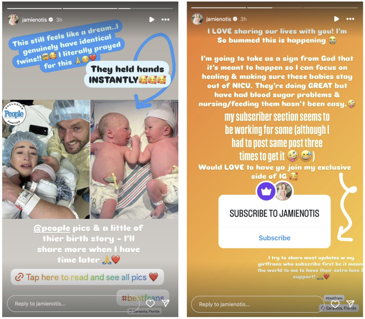Jamie Otis announces the birth of her twin boys.