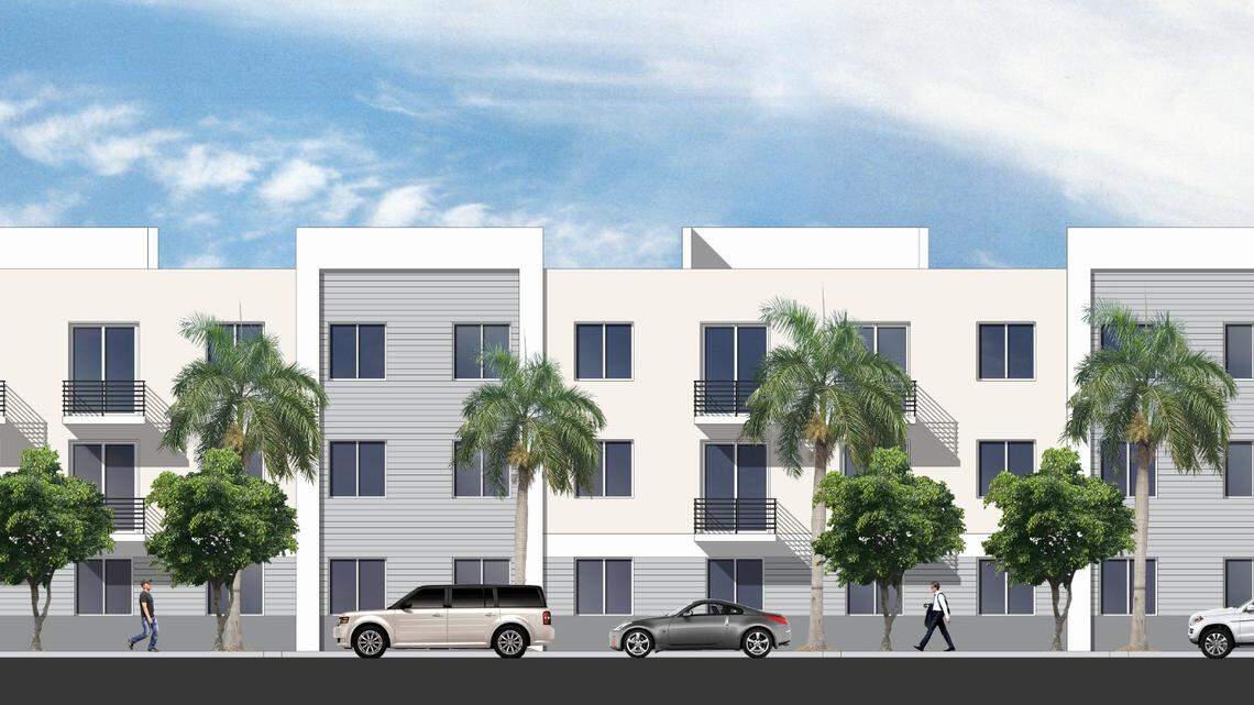 Prestige Companies launched construction on its first of two projects along the Ludlam Trail. A rendering shows the first project, which will deliver 84 workforce housing units.