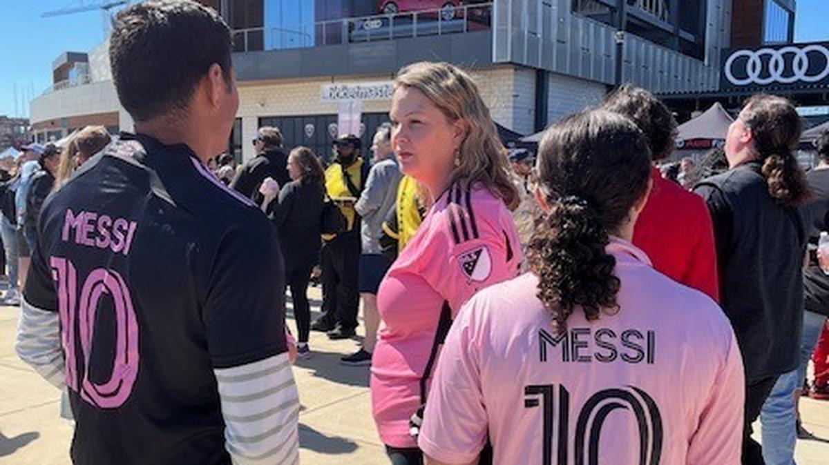 Fans showed up to Audi Field in Lionel Messi jerseys, but the Argentine Inter Miami star was not playing against D.C. United due to a hamstring injury.
