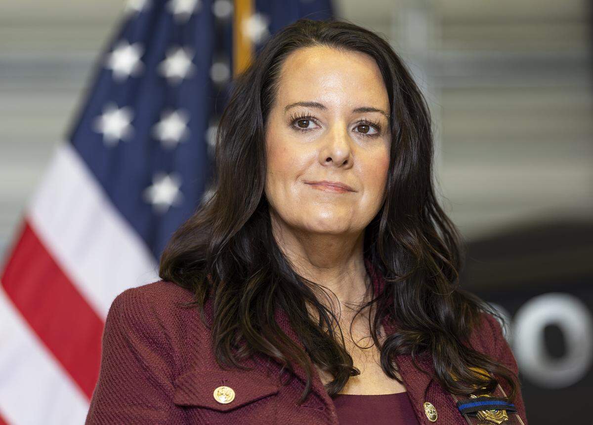 Florida Department of Law Enforcement Director Melissa Bujeda listens during a press conference to discuss Operation Criminal Return at the South Florida office of U.S. Immigration and Customs Enforcement and Enforcement and Removal Operations on Thursday, Nov. 13, 2025, in Miramar, Fla.