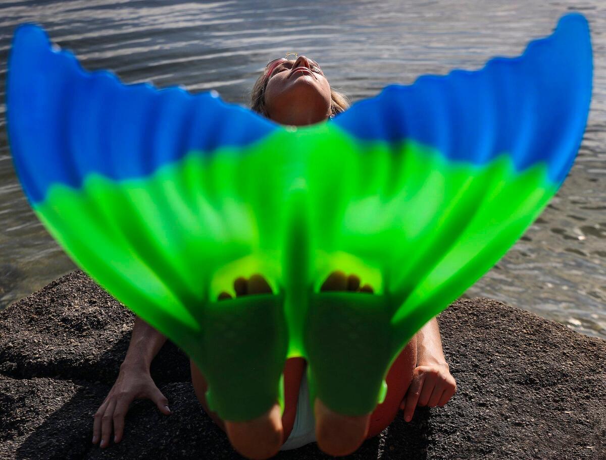 Merle Liivand, pictured with a mermaid monofin, is a former Baltic States Champion in the 100- and 200-meter breaststroke and also a member of the Estonian National Swim Team.