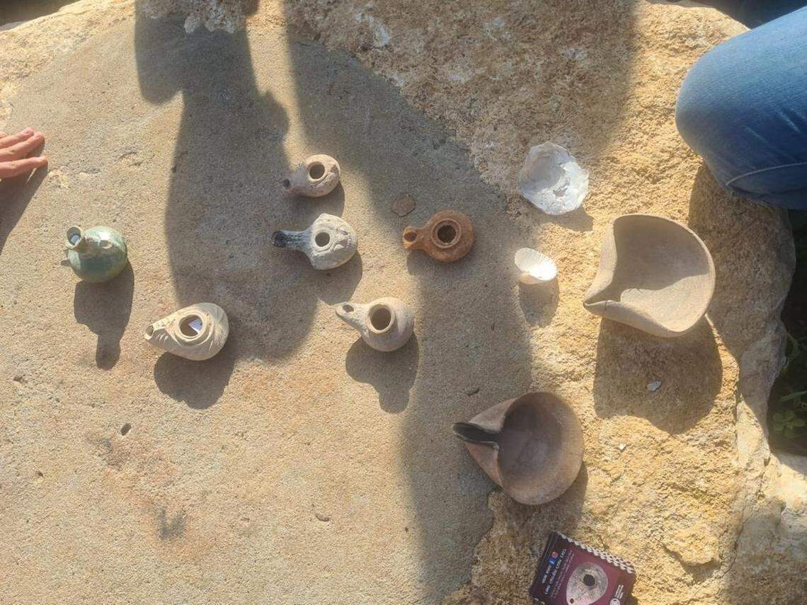 Various clay oil candles found by archaeologists in Irsael.