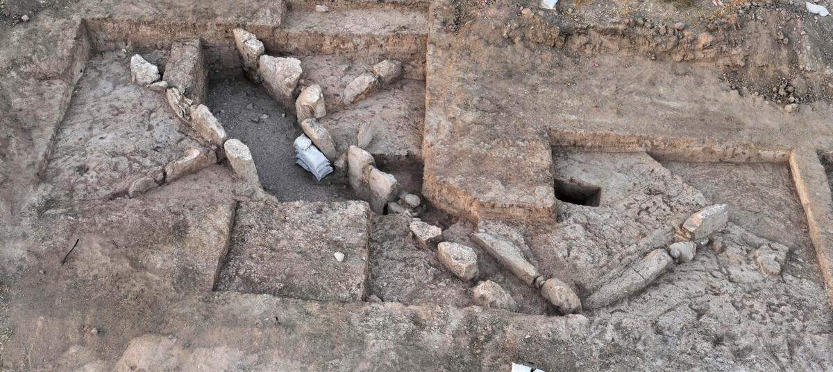 The gate, which was flanked by two towers, was made of large stones and mudbricks, officials said.