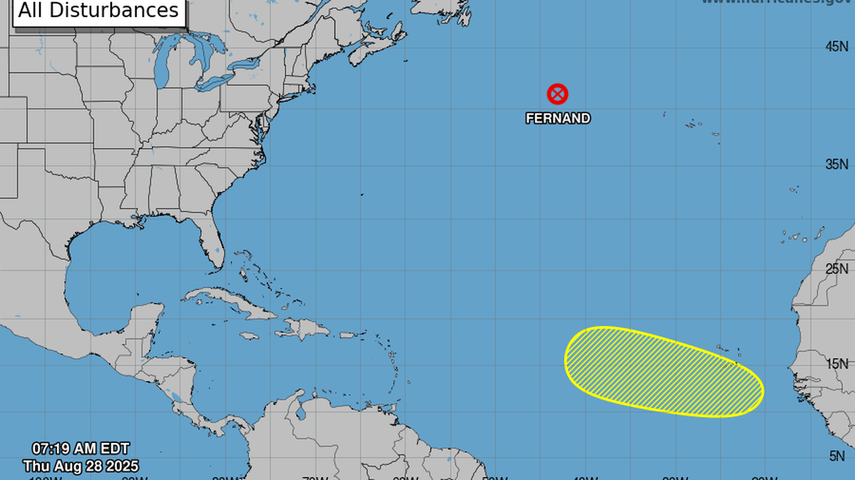 Post-Tropical Storm Fernand is off the charts, but a new disturbance has appeared.