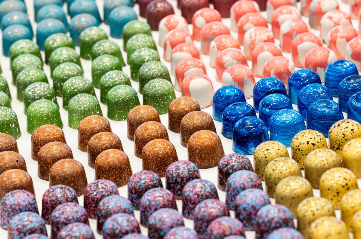 Assorted bonbons for sale at Exquisito Chocolates in Little Havana.