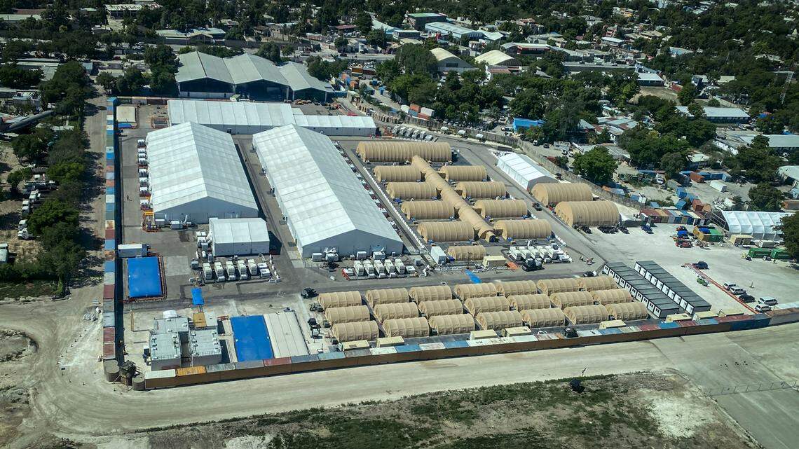 Ariel view of the Kenyan-led Multinational Security Support mission base on August 24, 2024. The base, constructed by the United States, is located near Port-au-Prince’s Toussaint Louverture International Airport.