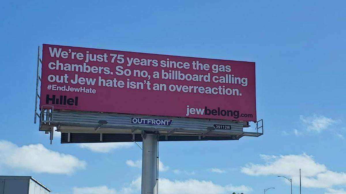 A billboard denouncing anti-Semitism went up on Interstate 395 and Biscayne Boulevard Feb. 3, 2022. This is part of the nonprofit JewBelong’s #EndJewHate campaign, and will remain for about a month.