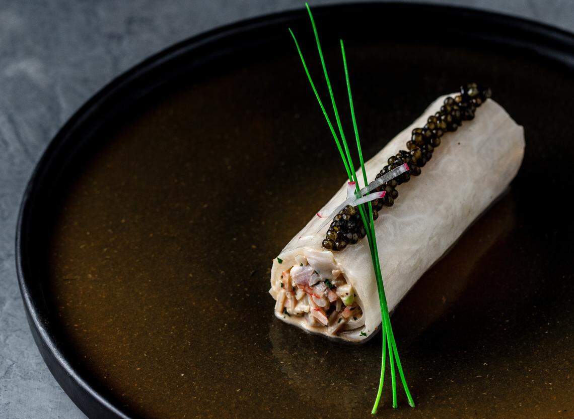 Expect bites like the crab daikon roll.