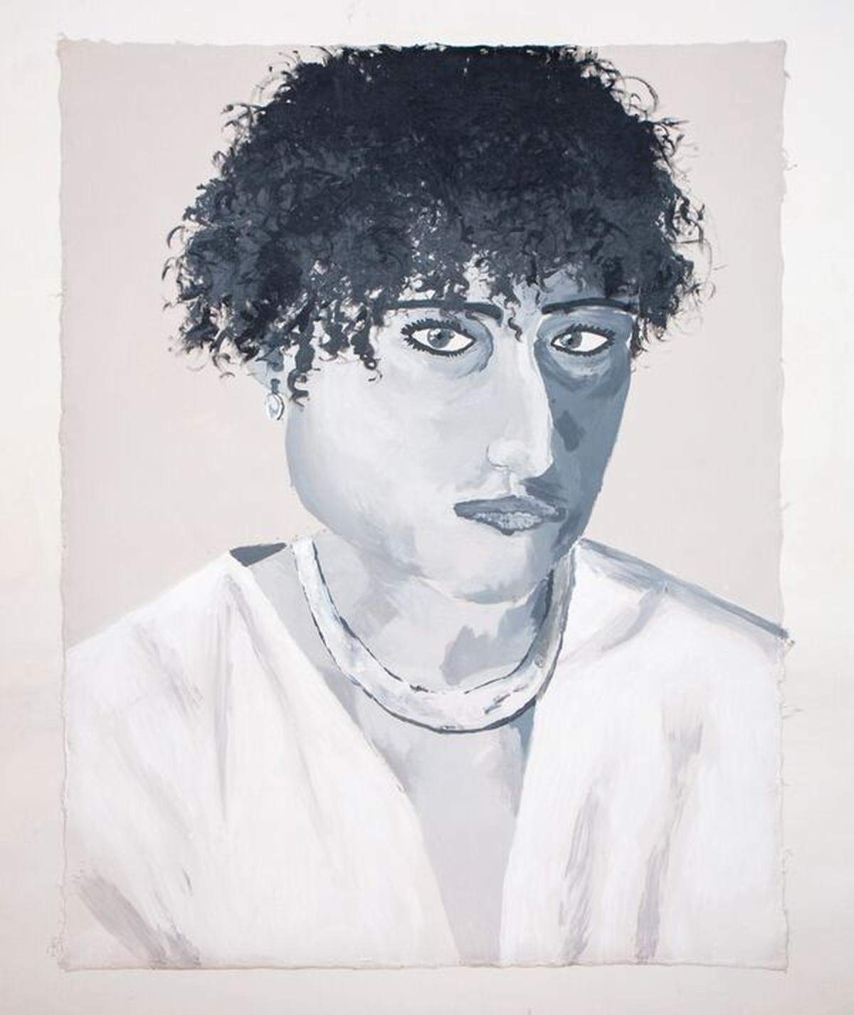 Artist Manuel Solano’s portrait of mother “Claudia,” 2018. Acrylic on canvas.