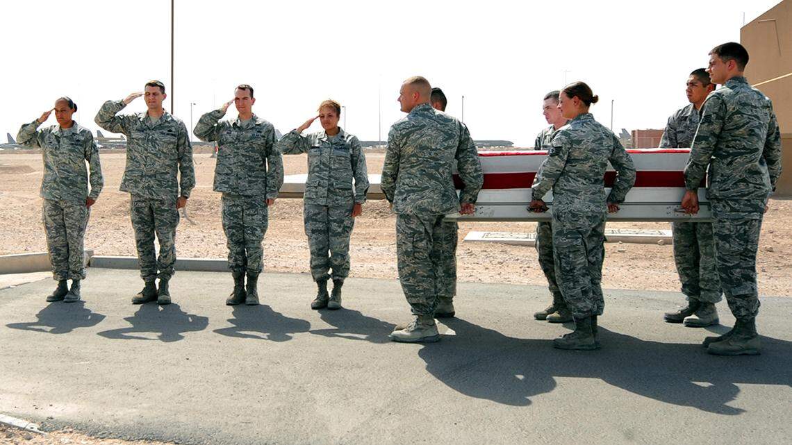 The 379th Expeditionary Force Support Squadron Fallen Warrior Team at Al Udeid Air Base in Qatar in 2012