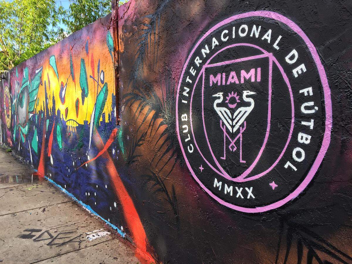 David Beckham’s new team logo is part of the street art in the Wynwood neighborhood in the 2500 block of North Miami Avenue in Miami on Sept. 5.