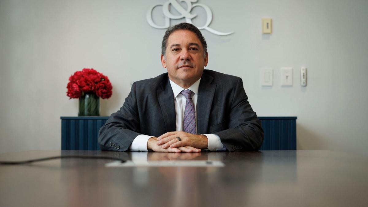 Roland Sanchez-Medina, recently selected Florida Bar Association president, poses in the SMGQ Law office on Wednesday, Sept. 25, 2024, in Coral Gables, Florida.