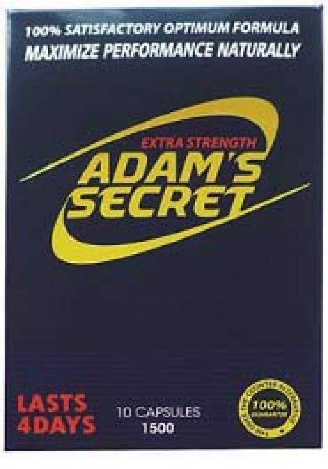The label to Adam’s Secret Extra Strength 1500.