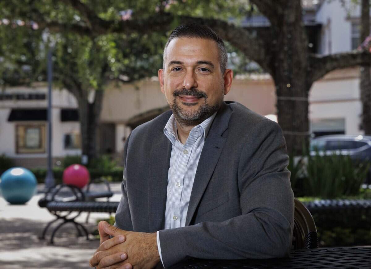 Adam Cervera, who is running for Broward County School Board, poses at Weston Town Center on Thursday, July 9, 2026, in Weston, Fla.