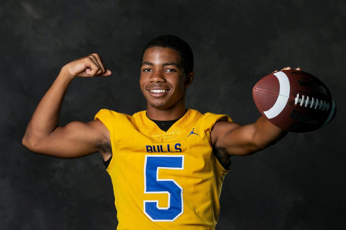Taron Dickens, from Miami Northwestern Senior High, is photographed during High School Media Day at St. Thomas University on Friday, Aug. 5, 2022, in Miami Gardens, Fla.