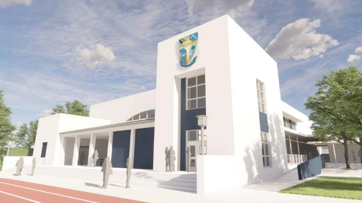 The proposed new two-story gymnasium by St. Thomas the Apostle School, which needs approval by Miami-Dade County to expand its K-8 school and church and other buildings in the Glenvar Heights neighborhood.