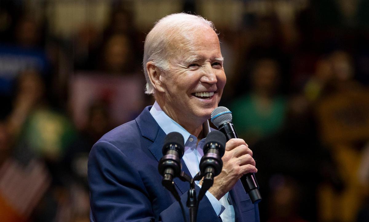 Now: President Joe Biden speaks during a political rally at Florida Memorial University on Tuesday, Nov. 1.
