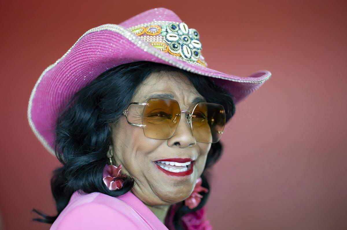 Rep. Frederica Wilson, D-Miami., is photographed at a 5000 Role Models of Excellence chapter at Andover Middle School on Thursday, May 28, 2026, in Miami Gardens, Fla.