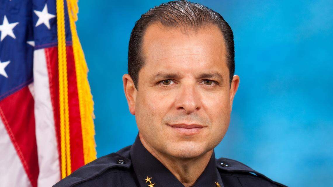Before heading the police department in North Bay Village, Carlos Noriega was the Miami Beach police chief. This is a photo of Noriega as Miami Beach police chief.