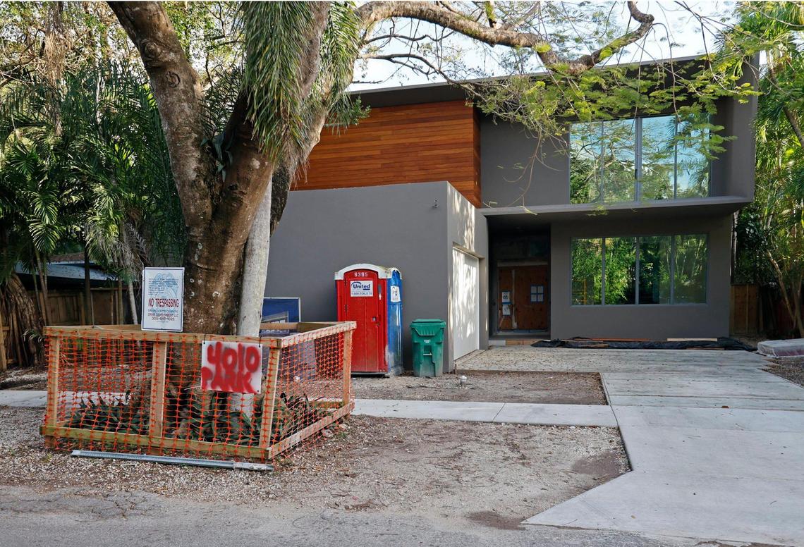 A home under construction at 4010 Park Ave. in Coconut Grove on Feb 15, 2023. A neighbor who lives next door said the home has been under construction since 2016. Neighbors call it the ‘House of Rumors.’ The property is owned by Send Enterprises LLC.