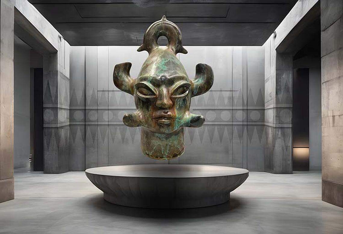 “Kuh kahn, Recon Watchman,” by Virgil Ortiz at the Lowe Art Museum.