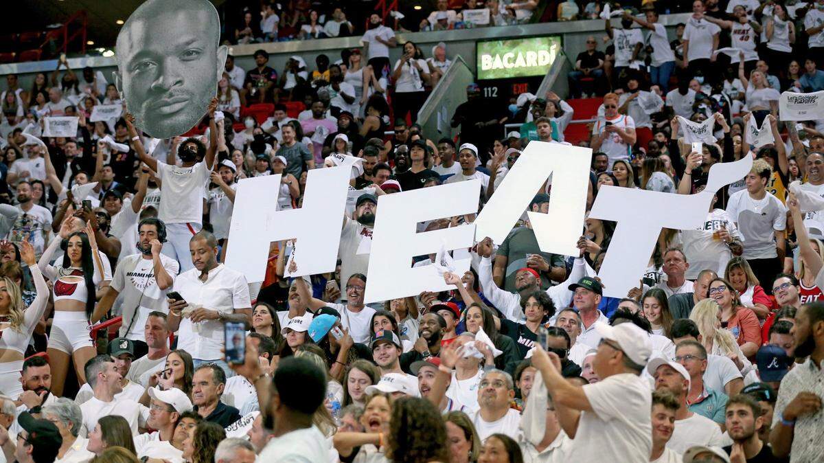 Miami Heat fans show their support during game against the Atlanta Hawks at the FTX Arena in Miami, Florida on Sunday, April 17, 2022.