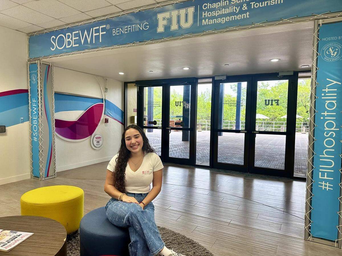 Fabiola Quereguan, a 21-year-old senior at FIU’s Chaplin School of Hospitality and Tourism Management, helps recruit the massive student workforce behind the South Beach Wine & Food Festival.