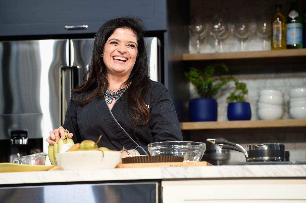 Alex Guarnaschelli in a food demo at South Beach Wine & Food Festival.