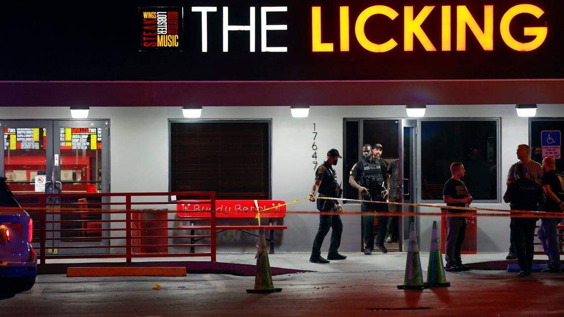 Miami Gardens police units responded to the area of The Licking Restaurant with reports of multiple shooting victims in Miami Gardens on Thursday, January 5, 2023.