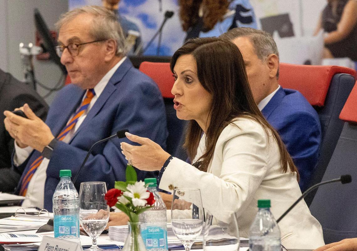 Former Lt. Gov. Jeanette Nuñez speaks during the Board of Governors meeting at Florida Atlantic University where she was confirmed to her position as president of Florida International University.