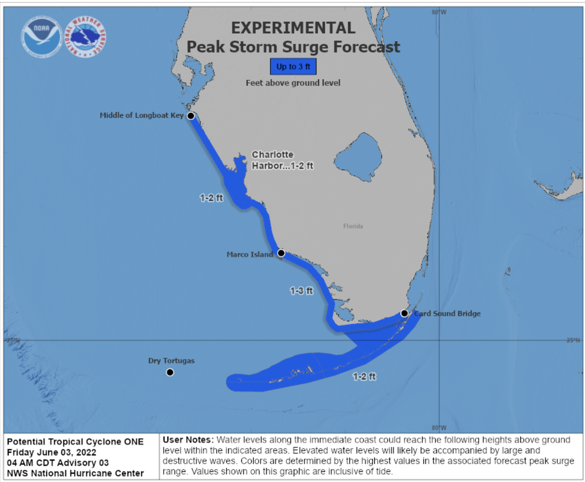 Florida’s west coast could see up to three feet of storm surge.