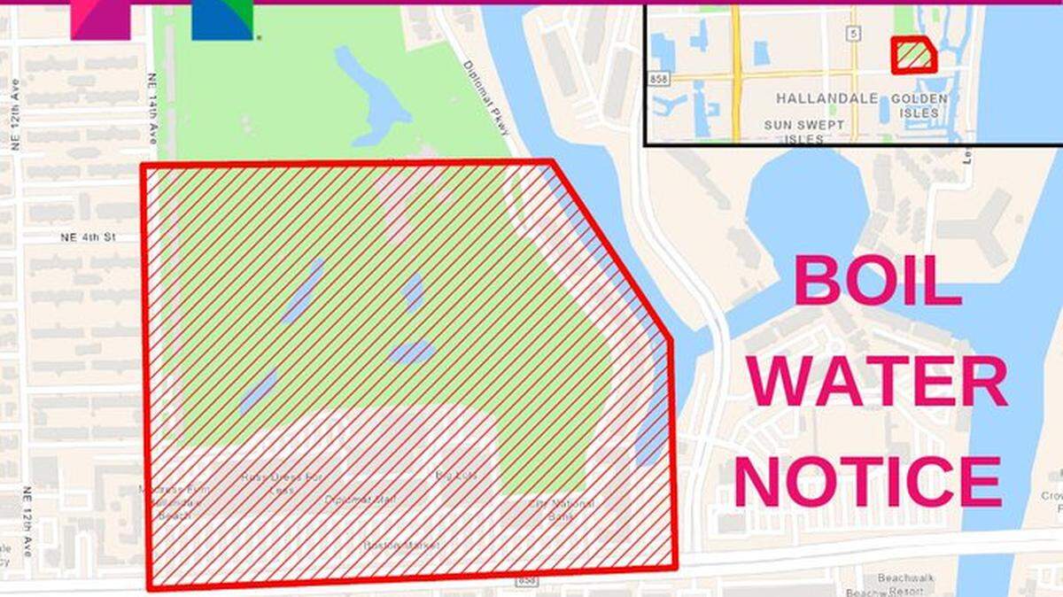 Hallandale Beach residents in the Northeast quadrant are under a precautionary boil water notice because of a water main break.