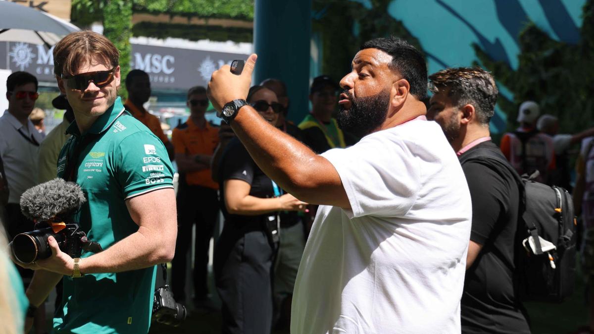 Khaled Mohammed “DJ Khaled” Khaled tours the paddock ahead of the first practice session at the Formula One Miami Grand Prix at the Miami International Autodrome on Friday, May 5, 2023, in Miami Gardens, Fla.