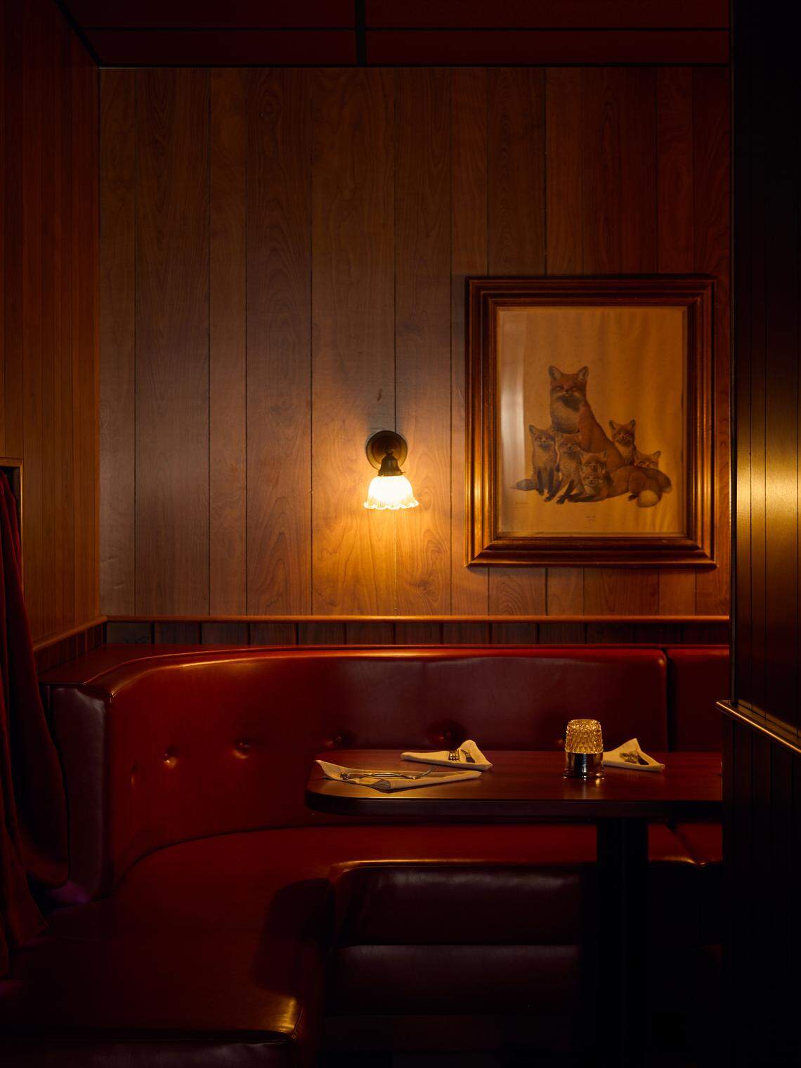 The corner booth at the new Fox’s Lounge