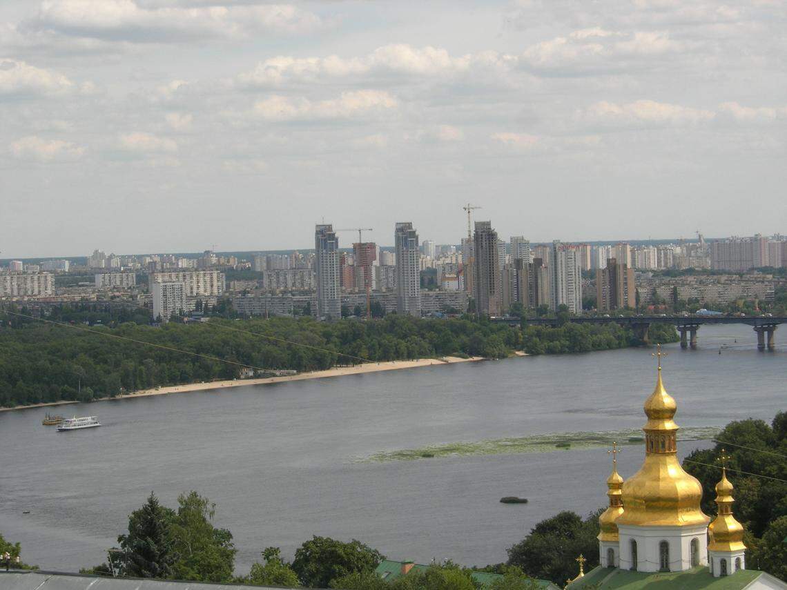 Panorama of Dnipro city in eastern Ukraine.