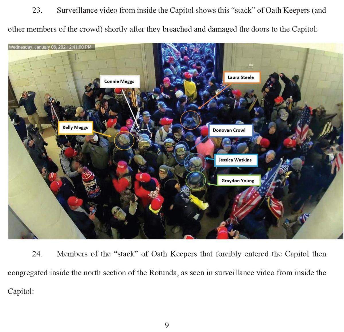Charging documents from the Justice Department show Kelly Meggs and his wife, Connie, in the U.S. Capitol.