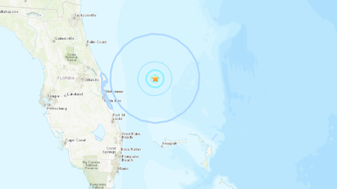 The quake occurred at 10:48 p.m. Wednesday, Feb. 7, and was centered 101 miles off Cape Canaveral, officials said. Cape Canaveral is about 215 miles north of Miami.