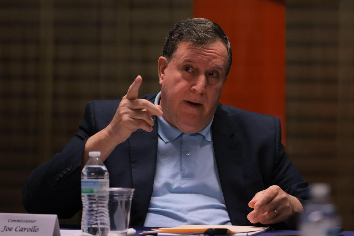 City of Miami Commissioner Joe Carollo, also the chairman of the Bayfront Park Management Trust, speaks to the board of trustees during a special meeting at Bayfront Park Management Trust office in downtown Miami on Friday, Dec. 20, 2024.