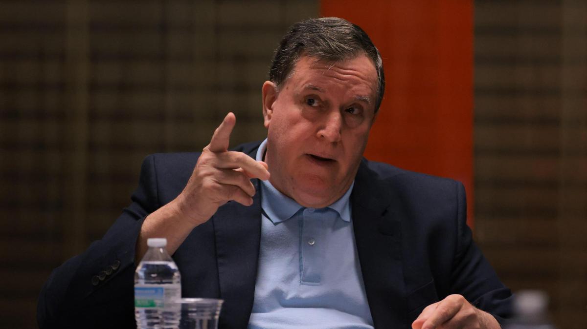 Former Miami Commissioner Joe Carollo, then the chairman of the Bayfront Park Management Trust, speaks to the agency’s board during a special meeting at the Bayfront Park Management Trust headquarters in downtown Miami on Friday, Dec. 20, 2024.